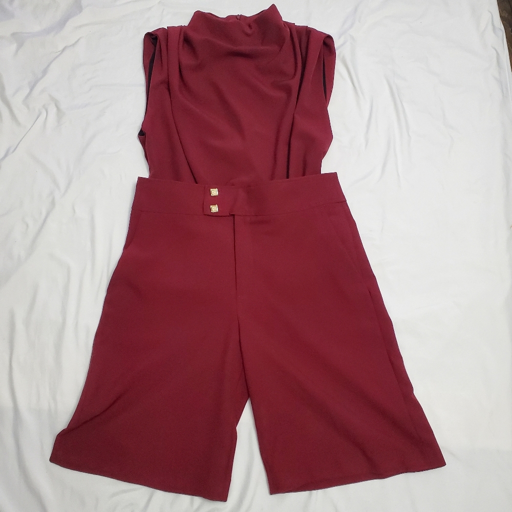 Zara Burgundy Sleeveless Blazer Romper